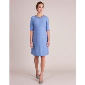 Seraphine Powder Blue Embellished Neck A-Line Maternity Dress